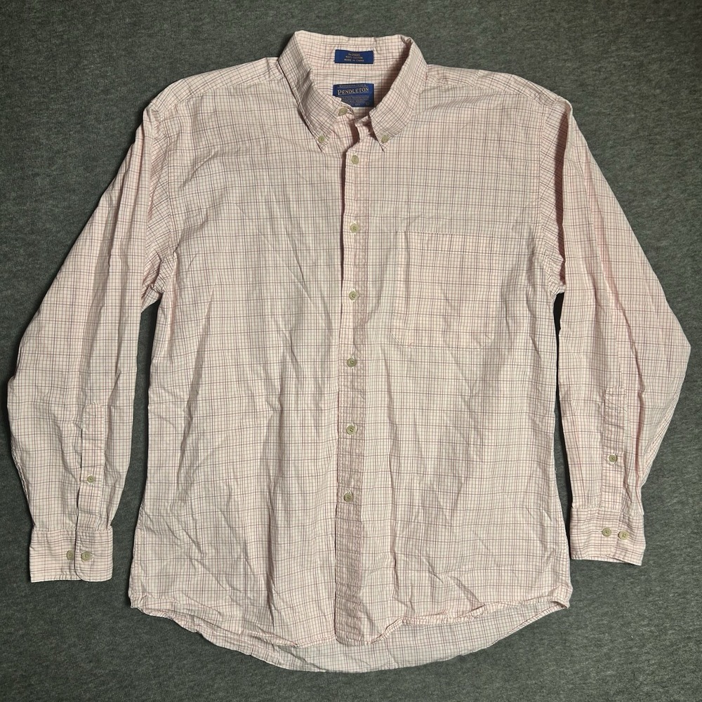 Pendleton Pink and White Plaid Button-Down Shirt